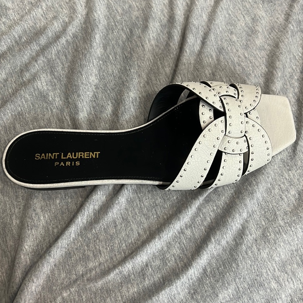 COPY - Saint Laurent Tribute Studded Flat Leather Sandals size 38.5 BRAND NEW!